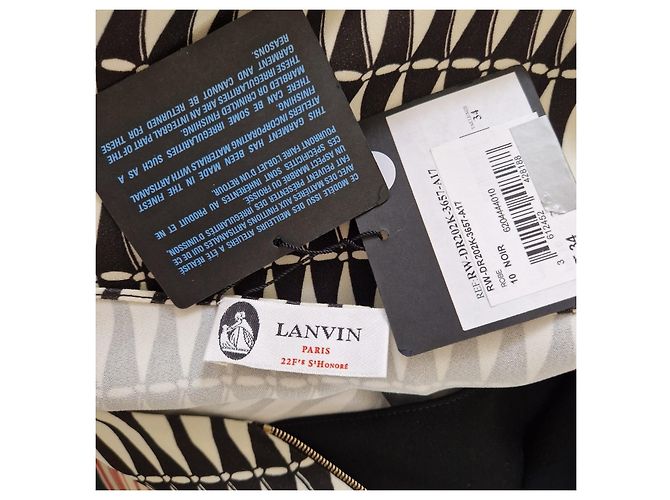 Lanvin Black & White Geometric Print Viscose & Polyester Dress - view 6