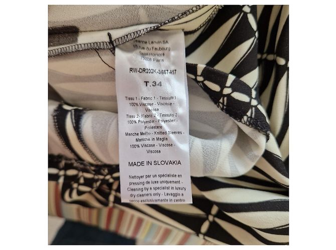 Lanvin Black & White Geometric Print Viscose & Polyester Dress - view 7