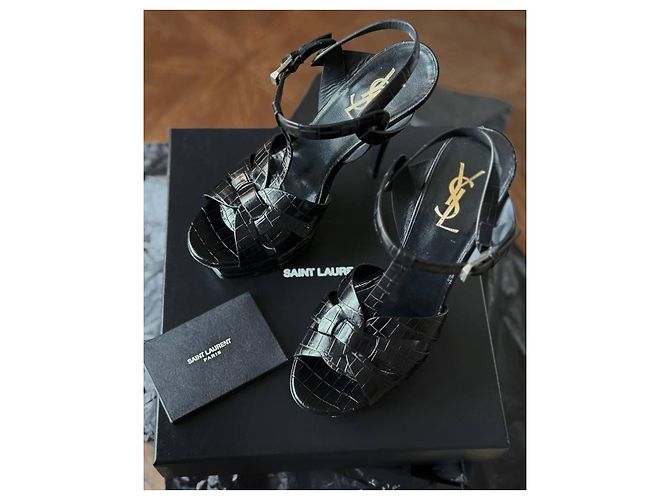Autre Marque Saint Laurent Tribute Croc-Embossed Platform Sandals - view 2