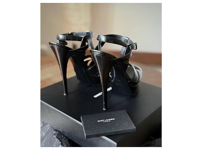 Autre Marque Saint Laurent Tribute Croc-Embossed Platform Sandals - view 4