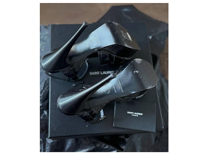 Autre Marque Saint Laurent Tribute Croc-Embossed Platform Sandals - view 5