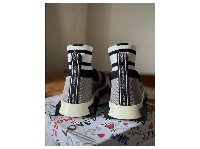 Dolce & Gabbana Sorrento Sneaker Calzino Nero Grigio EU 37 - vista 3