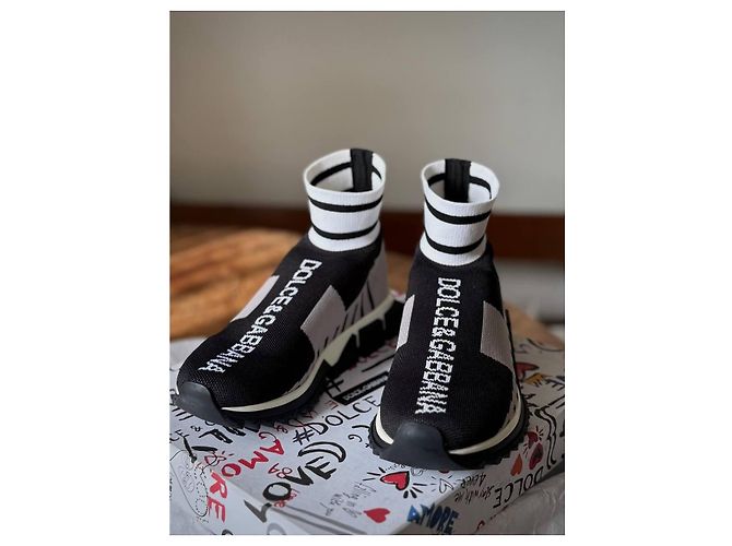 Dolce & Gabbana Sorrento Sneaker Calzino Nero Grigio EU 37 - vista 4