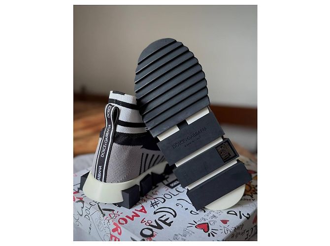 Dolce & Gabbana Sorrento Sneaker Calzino Nero Grigio EU 37 - vista 5