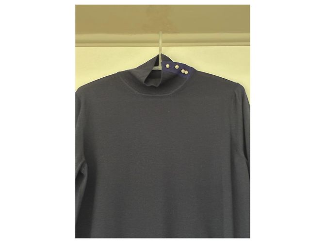 Paul Smith Rollkragenpullover aus Wolle in Marineblau mit Perlmuttknöpfen - Ansicht 4