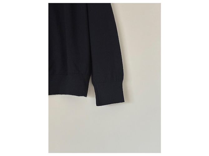 Paul Smith Rollkragenpullover aus Wolle in Marineblau mit Perlmuttknöpfen - Ansicht 5