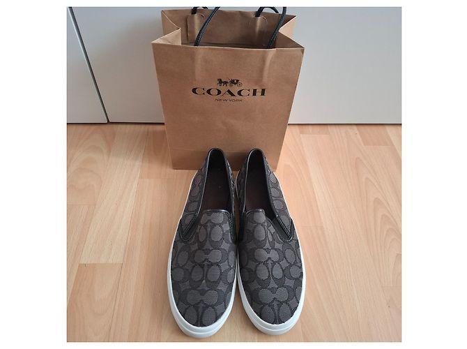Baskets sans lacets Coach en toile monogramme - vue 2