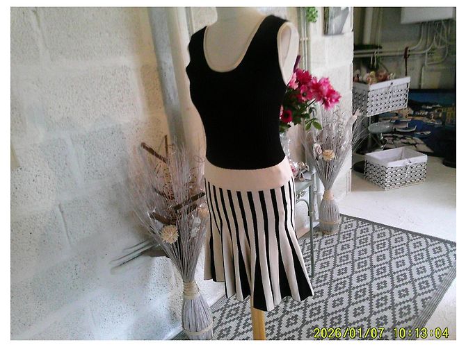 Autre Marque Wind Strickkleid gestreift - Schwarz/Beige - Ansicht 3