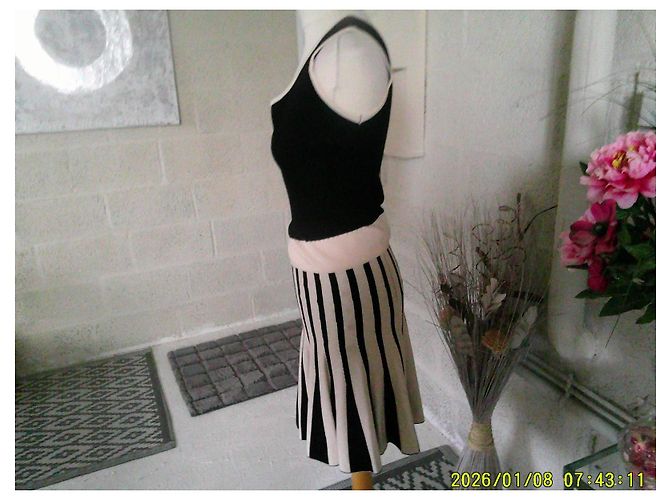 Autre Marque Wind Strickkleid gestreift - Schwarz/Beige - Ansicht 5
