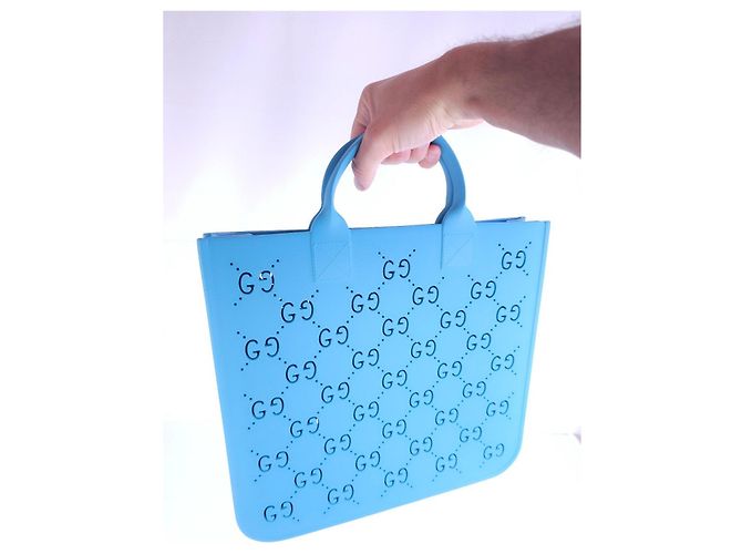 Gucci Blue rubber tote bag with GG monogram - view 11