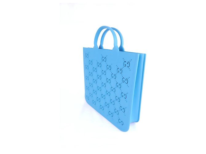 Gucci Blue rubber tote bag with GG monogram - view 12