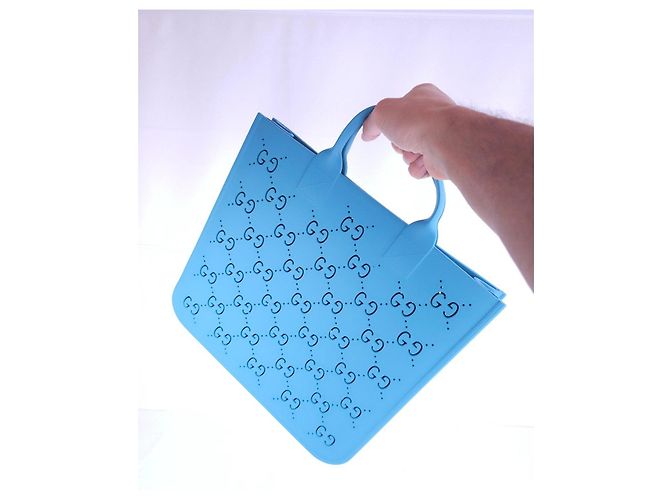 Gucci Blue rubber tote bag with GG monogram - view 13