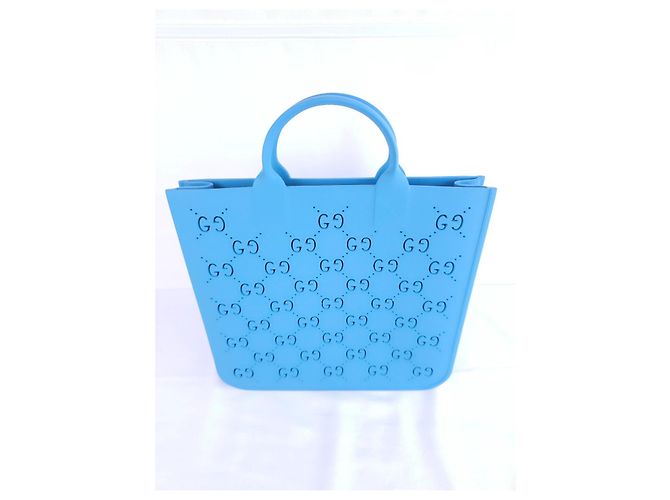 Gucci Blue rubber tote bag with GG monogram - view 17