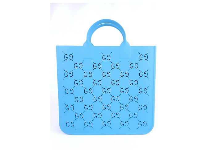 Gucci Blue rubber tote bag with GG monogram - view 4