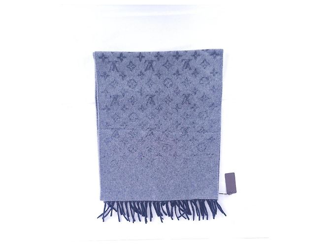 Sciarpa Louis Vuitton Monogram Grigia in Lana e Cashmere - vista 10