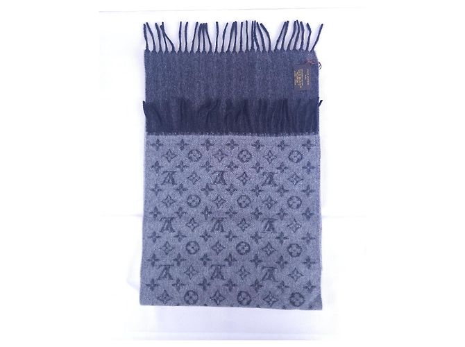 Sciarpa Louis Vuitton Monogram Grigia in Lana e Cashmere - vista 14