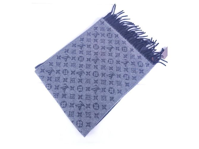 Sciarpa Louis Vuitton Monogram Grigia in Lana e Cashmere - vista 16