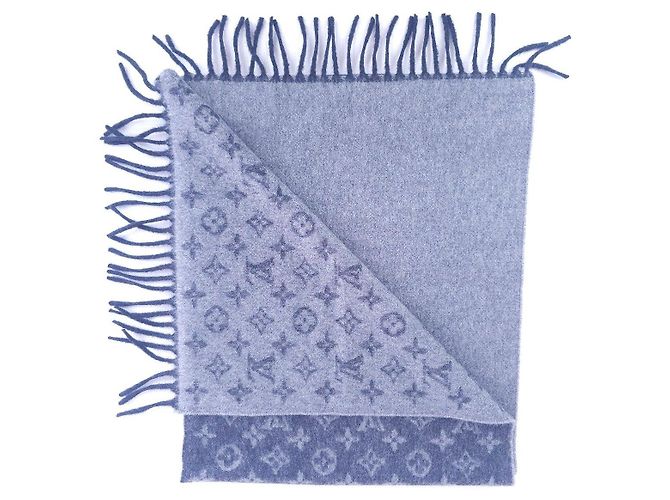 Sciarpa Louis Vuitton Monogram Grigia in Lana e Cashmere - vista 3