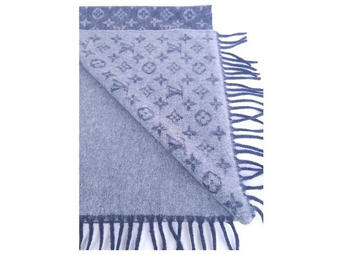 Sciarpa Louis Vuitton Monogram Grigia in Lana e Cashmere - vista 4