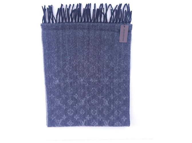 Sciarpa Louis Vuitton Monogram Grigia in Lana e Cashmere - vista 5