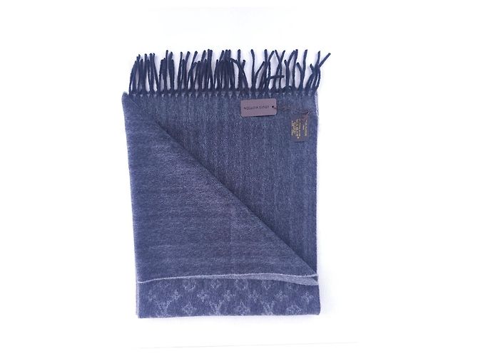 Sciarpa Louis Vuitton Monogram Grigia in Lana e Cashmere - vista 7