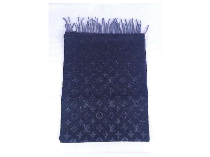Sciarpa Louis Vuitton Monogram in Lana e Cashmere Blu Navy - vista 10