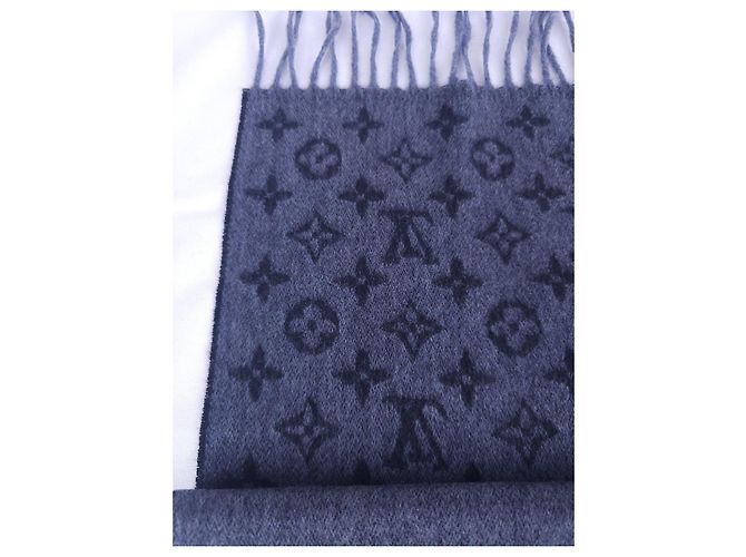 Sciarpa Louis Vuitton Monogram in Lana e Cashmere Blu Navy - vista 2