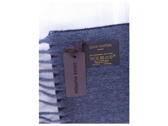 Sciarpa Louis Vuitton Monogram in Lana e Cashmere Blu Navy - vista 3