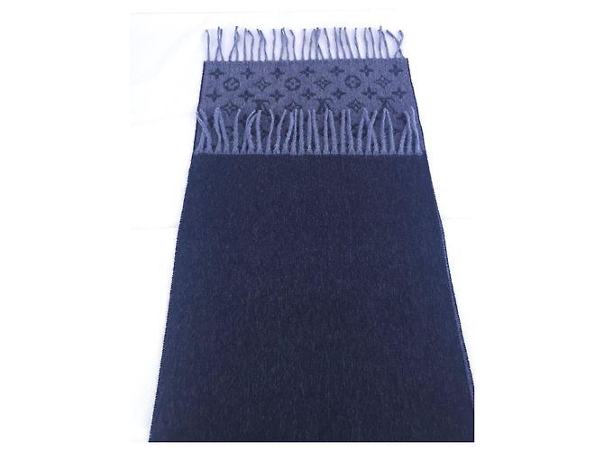 Sciarpa Louis Vuitton Monogram in Lana e Cashmere Blu Navy - vista 4