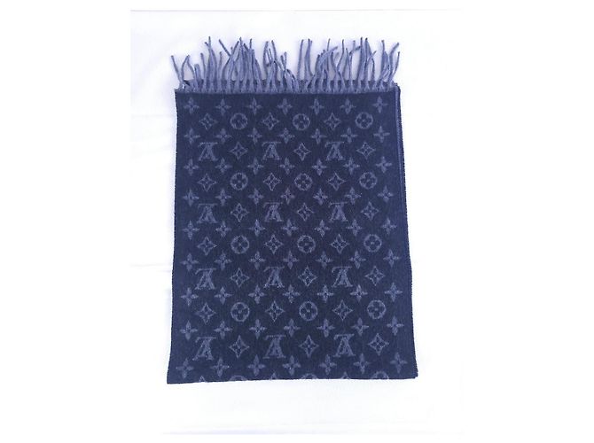 Sciarpa Louis Vuitton Monogram in Lana e Cashmere Blu Navy - vista 5