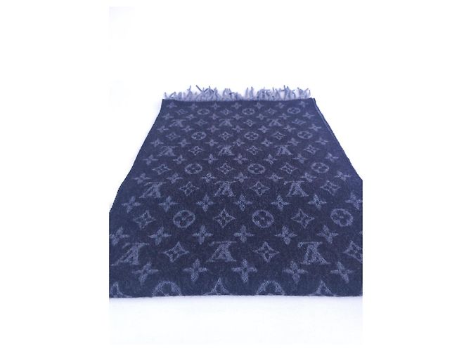 Sciarpa Louis Vuitton Monogram in Lana e Cashmere Blu Navy - vista 6