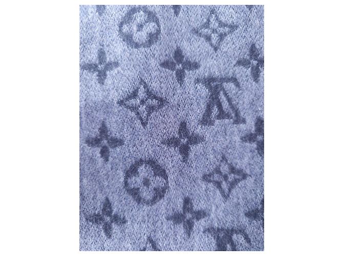 Sciarpa Louis Vuitton Monogram in Lana e Cashmere Blu Navy - vista 8
