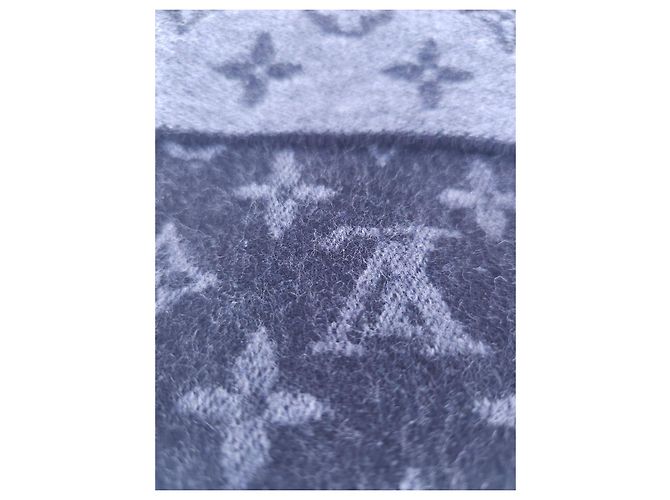 Sciarpa Louis Vuitton Monogram in Lana e Cashmere Blu Navy - vista 9