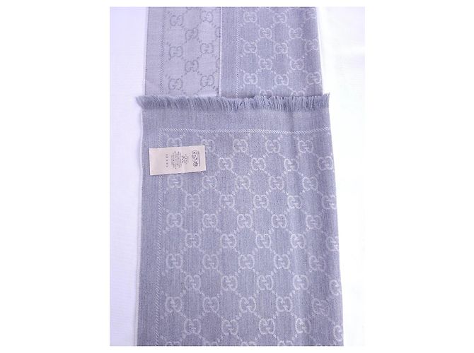 Bufanda Gucci GG Supreme en lana gris - vista 9