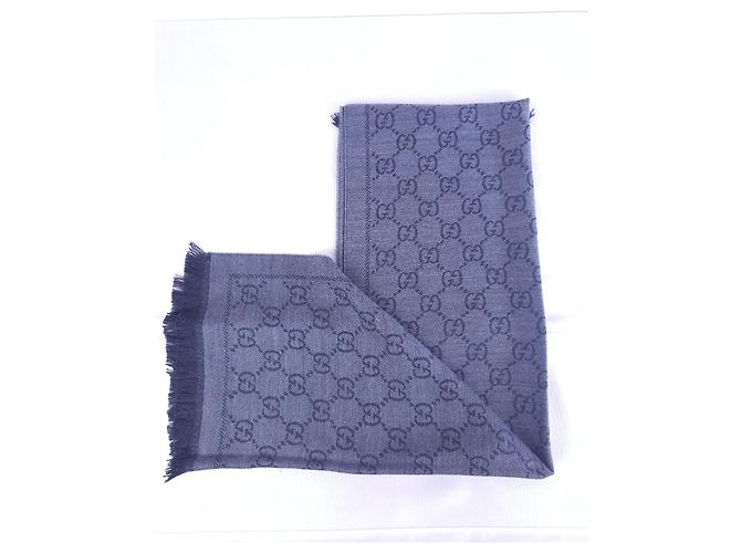 Sciarpa Gucci GG Supreme in lana blu navy - vista 10