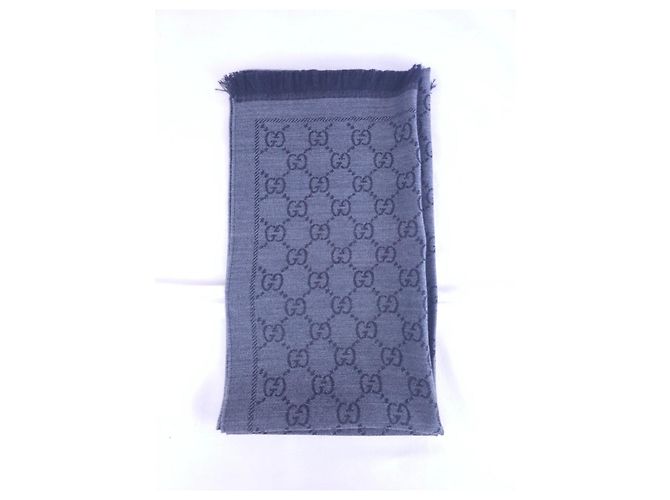 Sciarpa Gucci GG Supreme in lana blu navy - vista 12