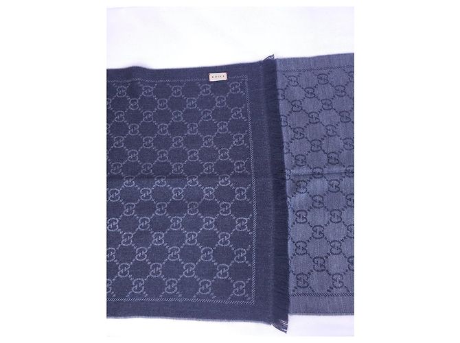 Sciarpa Gucci GG Supreme in lana blu navy - vista 4