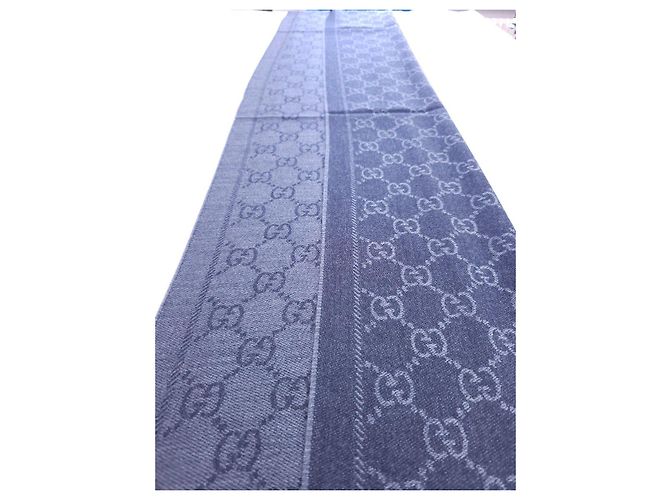 Sciarpa Gucci GG Supreme in lana blu navy - vista 5