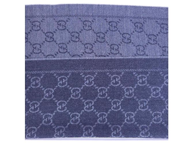 Sciarpa Gucci GG Supreme in lana blu navy - vista 6