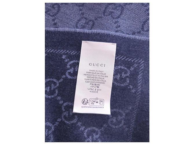 Sciarpa Gucci GG Supreme in lana blu navy - vista 8