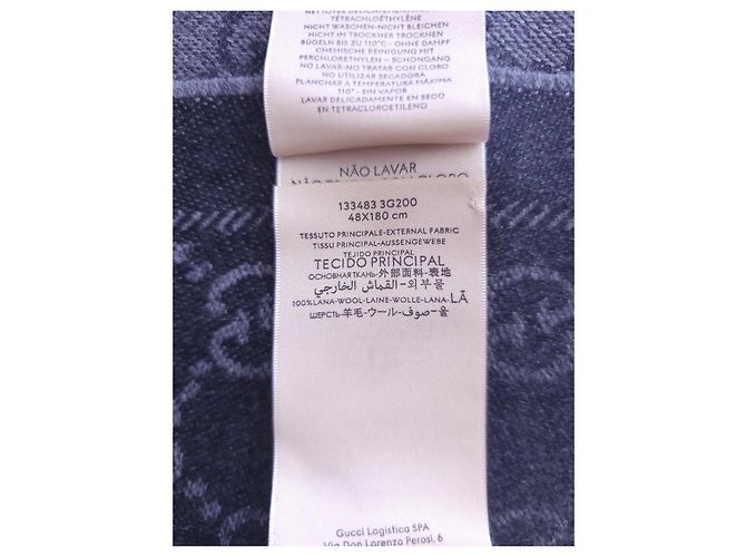 Sciarpa Gucci GG Supreme in lana blu navy - vista 9