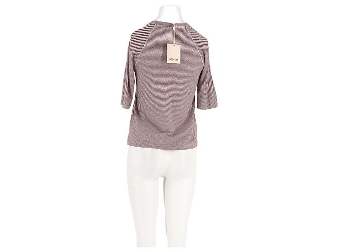 Autre Marque Camiseta ME + EM de algodón rosa con rayas finas - vista 2