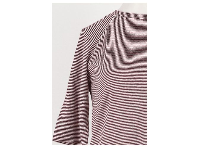 Autre Marque Camiseta ME + EM de algodón rosa con rayas finas - vista 4