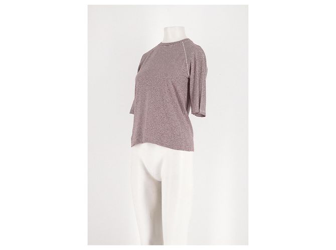 Autre Marque Camiseta ME + EM de algodón rosa con rayas finas - vista 5