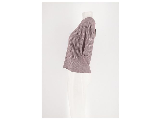 Autre Marque Camiseta ME + EM de algodón rosa con rayas finas - vista 6