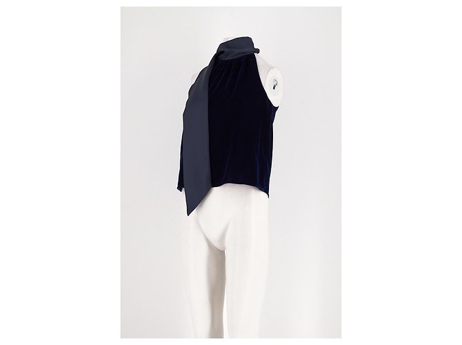 Autre Marque Top senza maniche blu navy con scollo a drappeggio ME + EM - vista 3