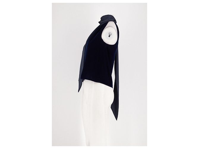 Autre Marque Top senza maniche blu navy con scollo a drappeggio ME + EM - vista 4
