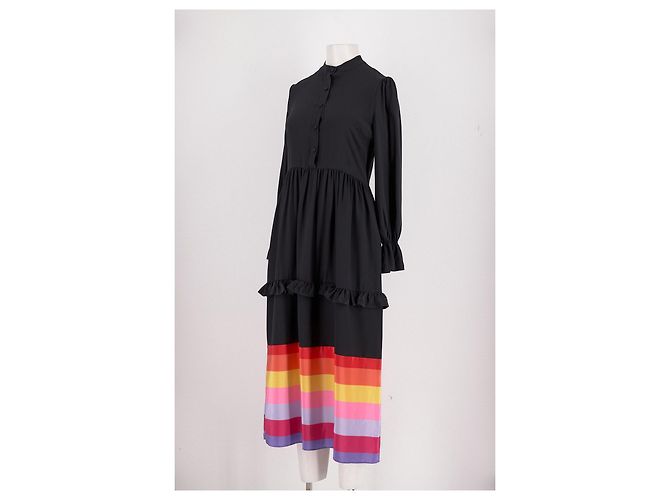 Autre Marque Vestido largo de seda negro OLIVIA RUBIN - vista 4