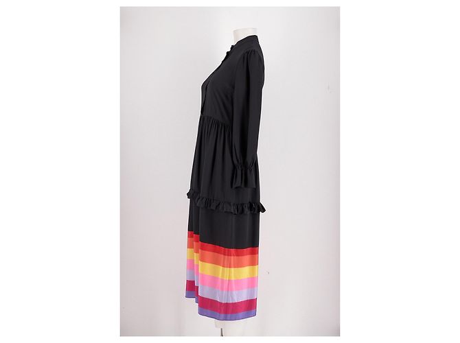 Autre Marque Vestido largo de seda negro OLIVIA RUBIN - vista 5