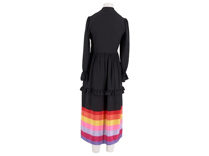 Autre Marque Vestido largo de seda negro OLIVIA RUBIN - vista 6